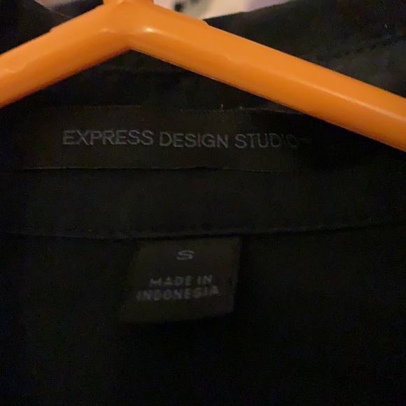 EXPRESS DESIGN STUDIOS BLACK RHINESTONE BUTTON UP - Picture 7 of 7